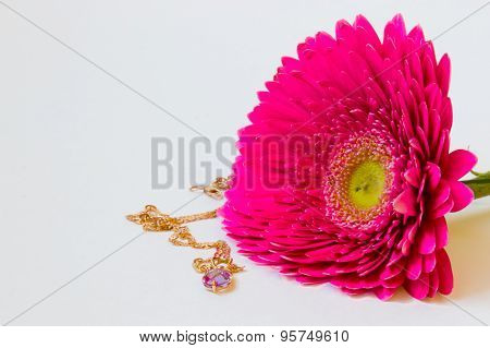 Golden Pendant With Amethyst