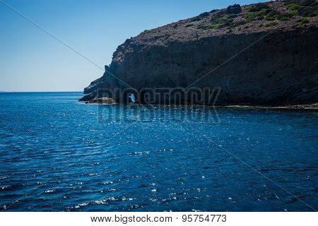 Picturesque Rocks Near Coast Of Island Milos, Greece