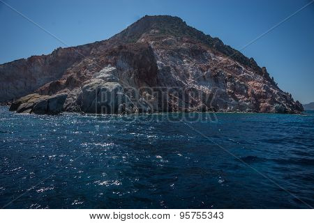 Picturesque Rocks Near Coast Of Island Milos, Greece