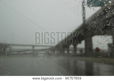 Highway Driving on a Gray Rainy Dreary Day