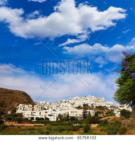 Mojacar in Almeria village skyline in Mediterranean Spain