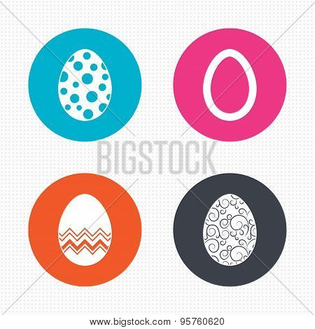 Easter eggs signs. Circles and floral patterns.