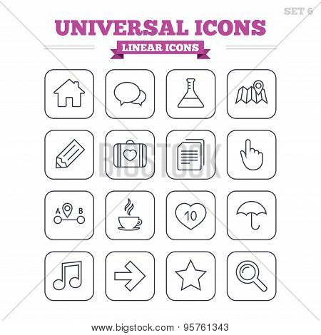 Universal linear icons set. Thin outline signs. Vector