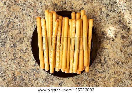 Breadsticks Grissini On A Plate