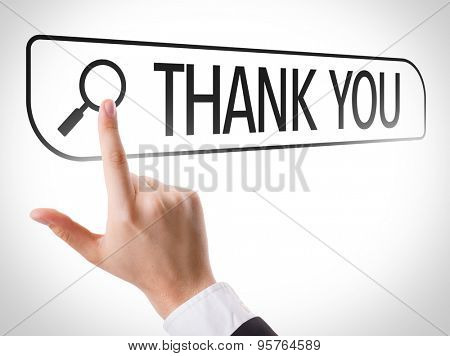 Thank You written in search bar on virtual screen