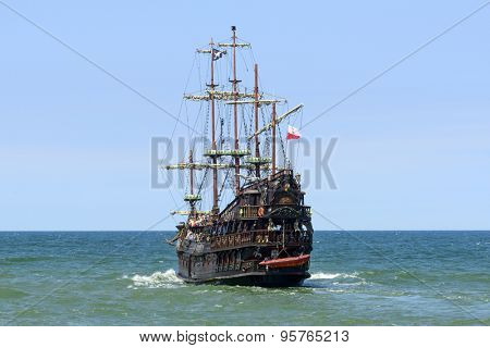 USTKA - JULY 07: Pirate touristic ship 