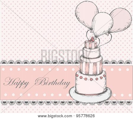 Happy Birthday Greeting Card With Cake