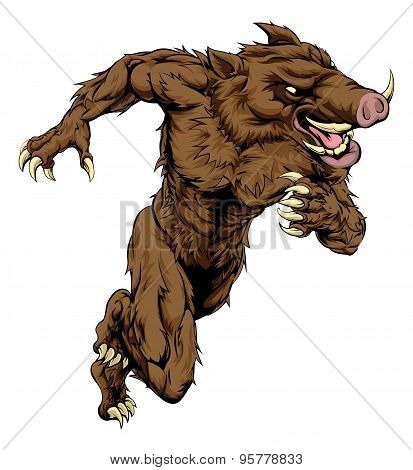 Boar Sports Mascot Running