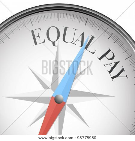 detailed illustration of a compass with Equal Pay text, eps10 vector