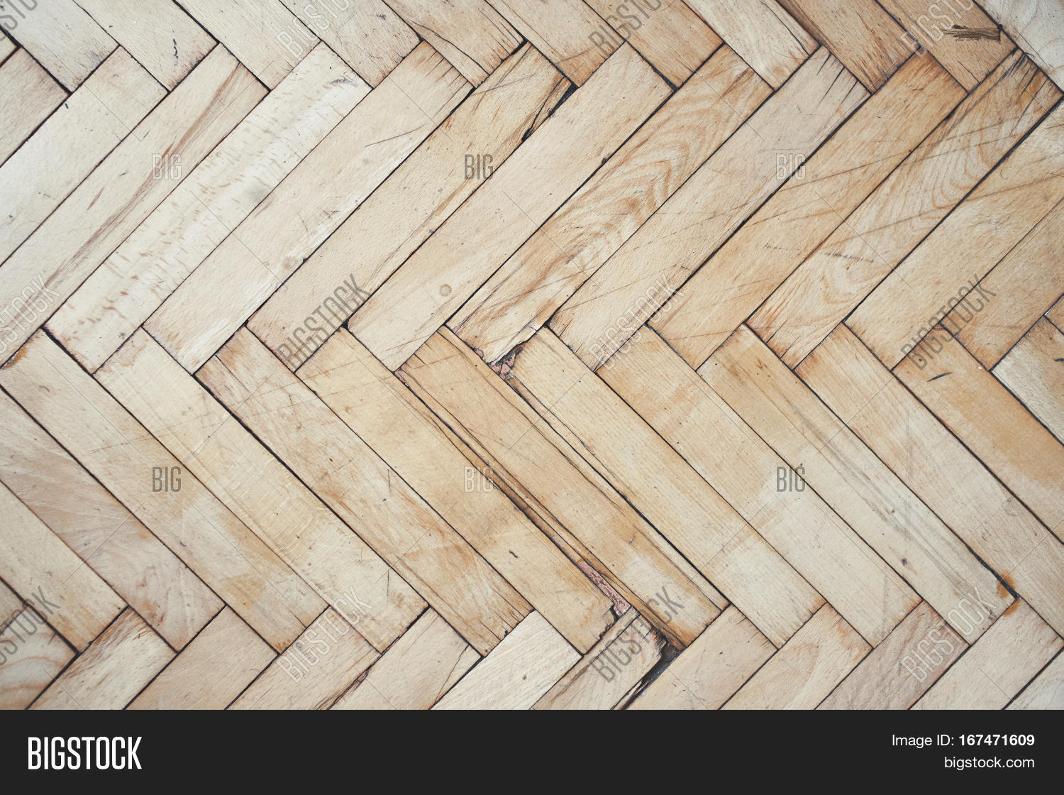 Top View On Rich Texture Of Old Brushed And Distressed Wooden Parquet Floor Made From Many Top View On Rich Texture Of Old Brushed And Distressed Wooden Parquet Floor Made From Many
