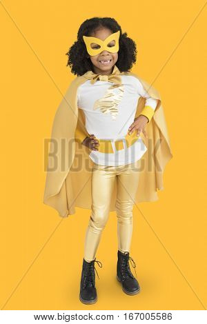Little Girl Superherokid Pose Smile Studio
