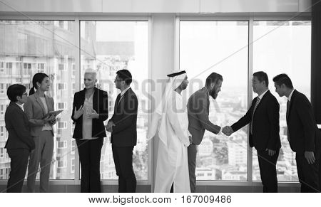 Business Partners Introductionary Handshake Bow