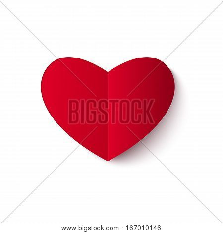 Red paper heart icon. Vector. Greeting card design element for valentines day.