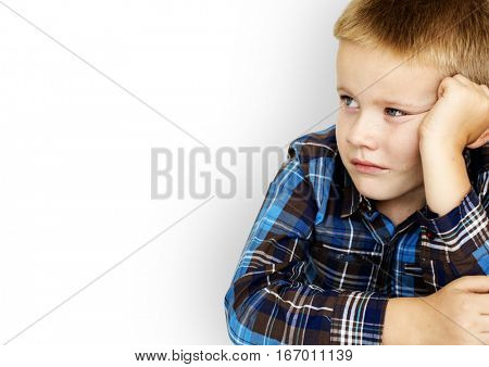 Caucasian Little Boy Frowning Sulking