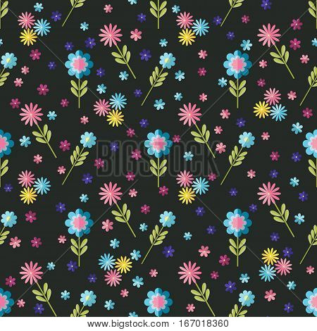 Cute flat background vector pattern with forget-me-not flowers. Seamless vector floral pattern for cushion pillow bandanna silk kerchief or shawl fabric print. Texture for clothes bedclothes