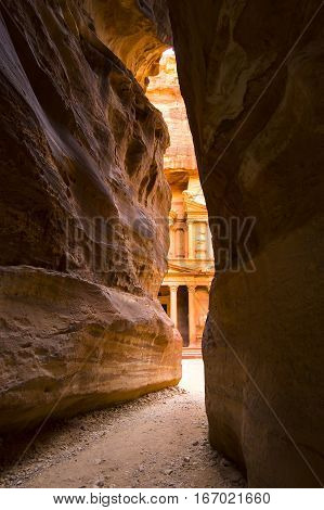 Ancient abandoned rock city of Petra in Jordan tourist attraction