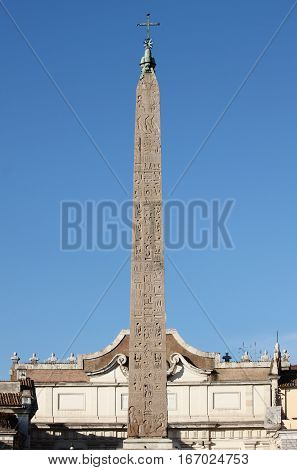 Egyptian obelisk in Popolo Square of Rome, Italy