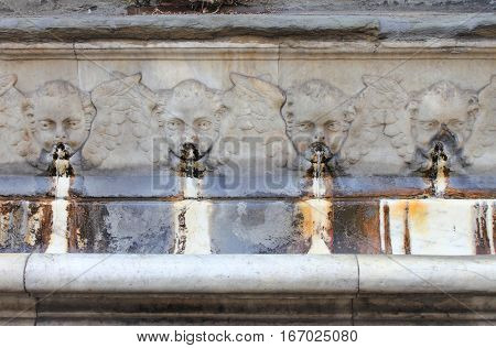 Details of renaissance fountains in Florence, Italy