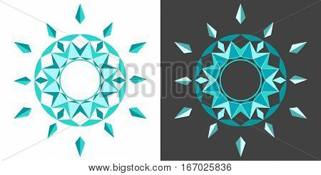 Abstract circular vector drawing, green-blue colors, isolated