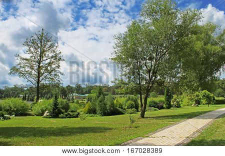 Nice view of park in Feofaniya, near Kyiv, Ukraine