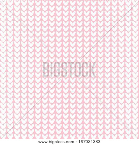 Seamless knitted background. Vector illustration. Knitted realistic baby boy seamless pattern of white color. Reverse side.