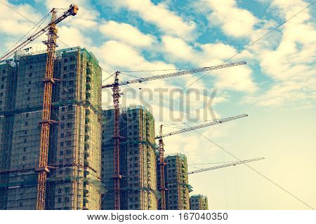 Huangshan China - December 23 2016: View of the construction site of the housing construction.