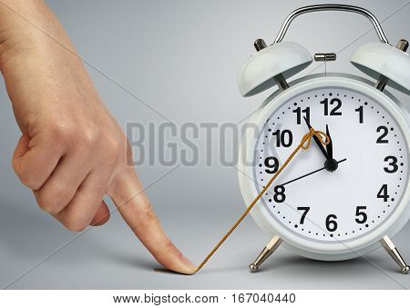Hand stop time on clock deadline concept