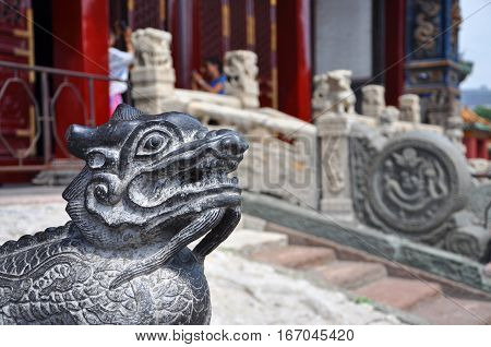 Stairs in Shenyang Imperial Palace Mukden Palace, Shenyang, Liaoning Province, China. Shenyang Imperial Palace is UNESCO world heritage site built in 400 years ago.