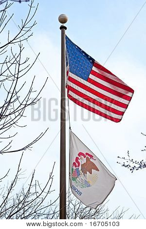 Amerikaanse en Illinois vlag