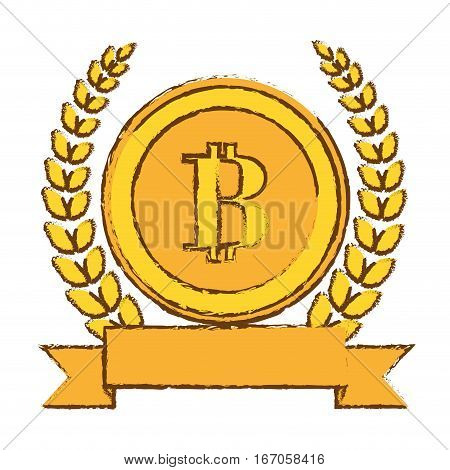 golden bitcoin icon digital symbol, vector illustration