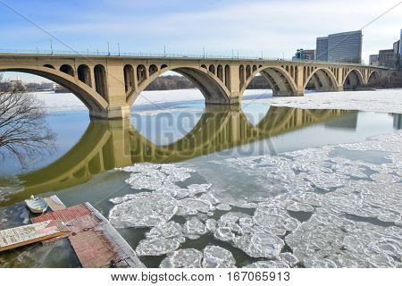 Washington DC in winter - Key Bridge over Potomac River