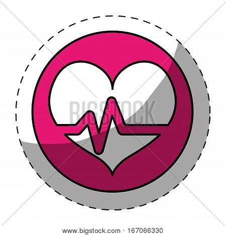 Fucsia heard cardiology medical button image, vector illustration