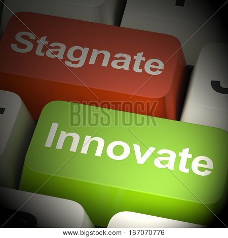 Stagnate Innovate Computer Keys Showing Choice 3D Rendering