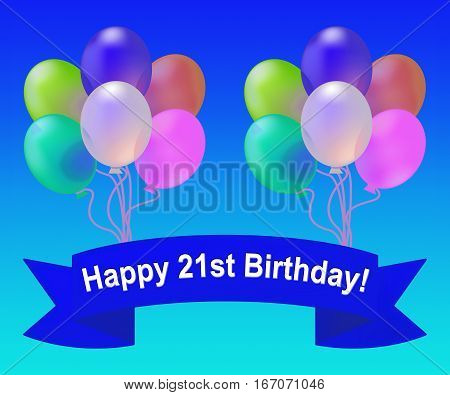 Happy Twenty First Birthday Party 3D Illustration