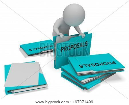 Proposals Folders Represents Game Plan 3D Rendering