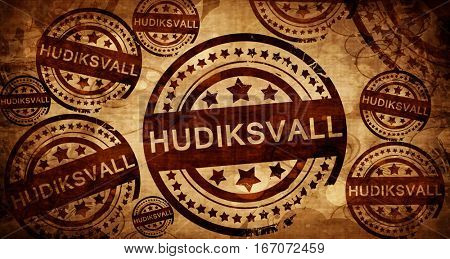 Hudiksvall, vintage stamp on paper background
