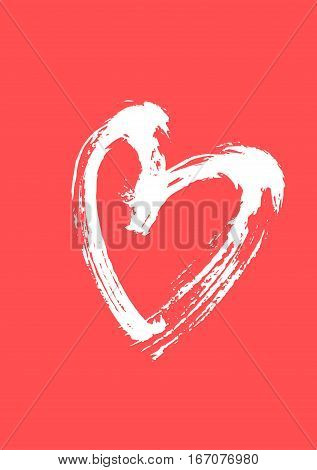 Happy Valentine's Day Card. Hand Drawn Elements By Brush. Vector Illustration