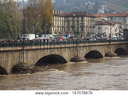 River Po Flood In Turin