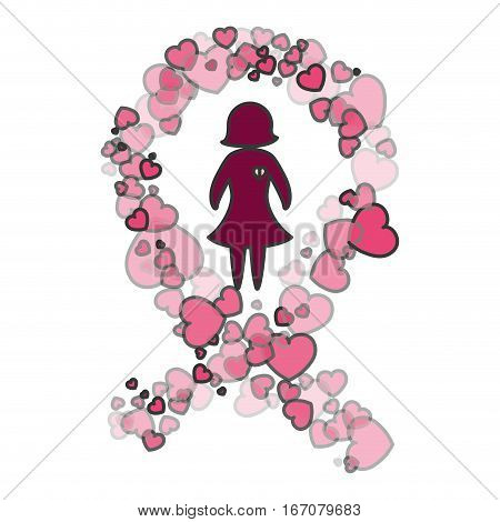 ribbon breast cancer awarenes related icons image vector illustration design