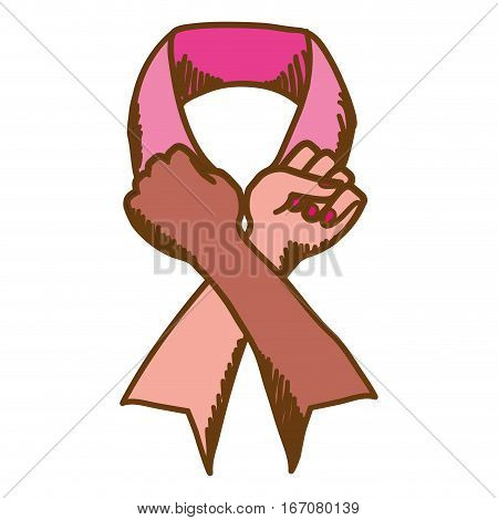 ribbon breast cancer awarenes related icons image vector illustration design