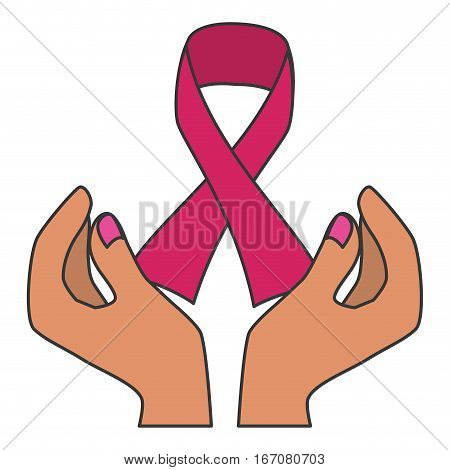ribbon breast cancer awarenes related icons image vector illustration design