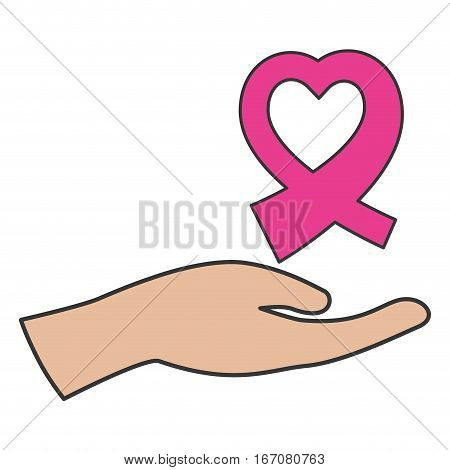 ribbon breast cancer awarenes related icons image vector illustration design