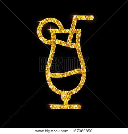 Vector illustration of golden cocktail flat icon design. Tequila sunrise