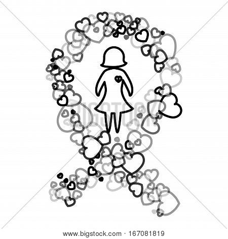 ribbon breast cancer awarenes related icons image vector illustration design