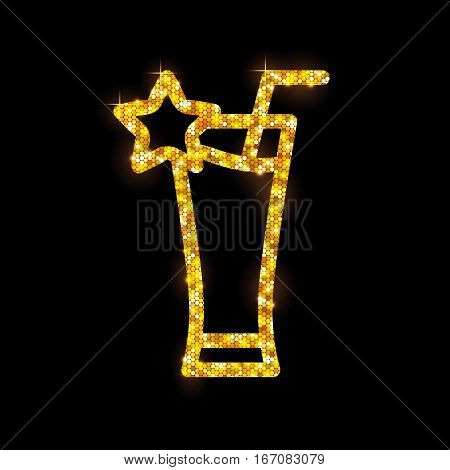 Vector illustration of golden cocktail flat icon design. Absinthe
