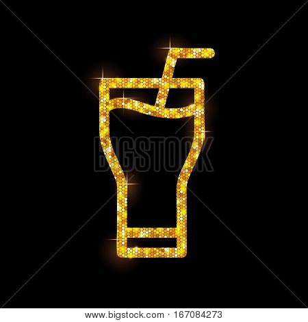 Vector illustration of golden cocktail flat icon design. Long island ice tea