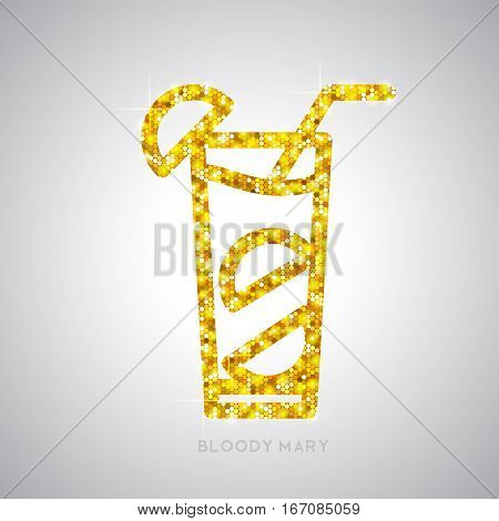 Vector illustration of golden cocktail flat icon design. Bloody mary
