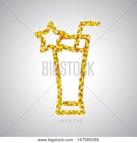 Vector illustration of golden cocktail flat icon design. Absinthe