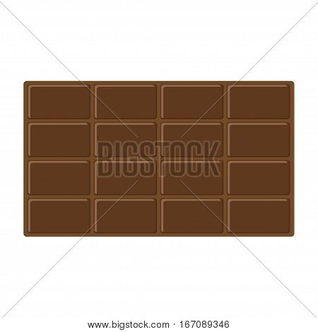 Chocolate bar icon. Tasty sweet food Milk dark dessert. Rectangle shape horysontal piece. Modern simple style. Flat design. White background. Isolated. Vector illustration