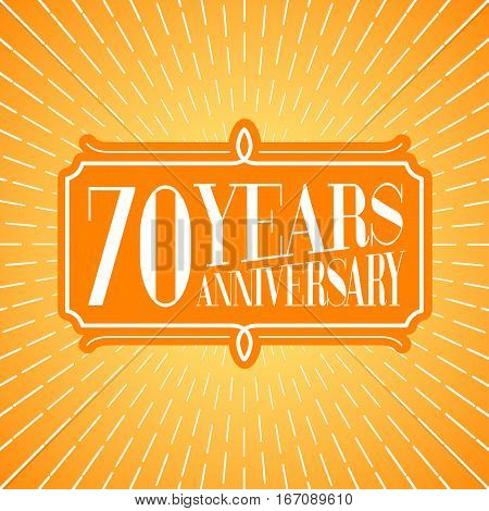 70 years anniversary vector icon logo. Graphic design element for 70th anniversary birthday greeting card